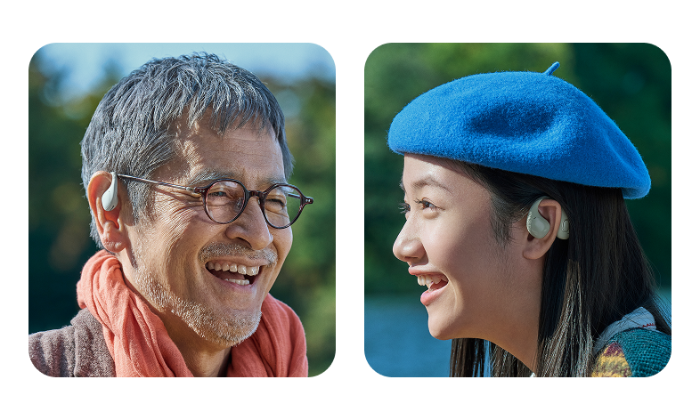 世界初 耳をふさがない集音機能付き 完全ワイヤレスイヤホン